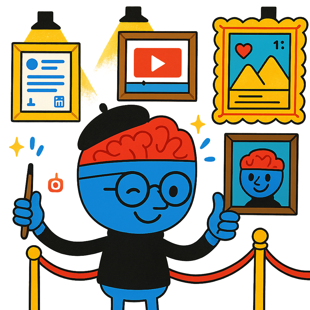 Crafted like fine art Cartoon artist painting a personal brand